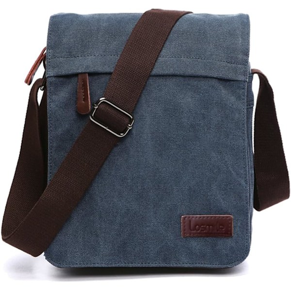 Män axelväska, canvas crossbody väska, 13,3 tum laptop väska, messenger