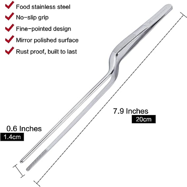 Kökspincett - offsetpincett i rostfritt stål (6,5"+8,5")