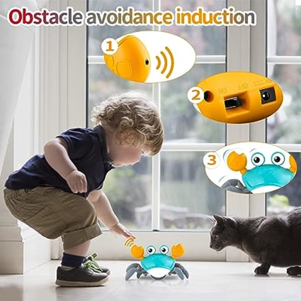 Baby Crawling Crab Toy med musik og LED-lys, interaktion med småbørn