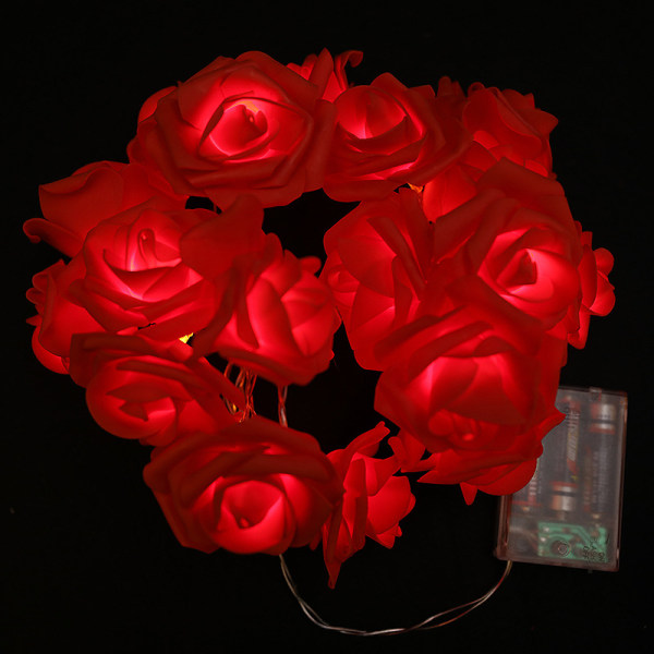 LED Red Rose String Lights, 3m 20 LED Batteridrevet Dekorativ
