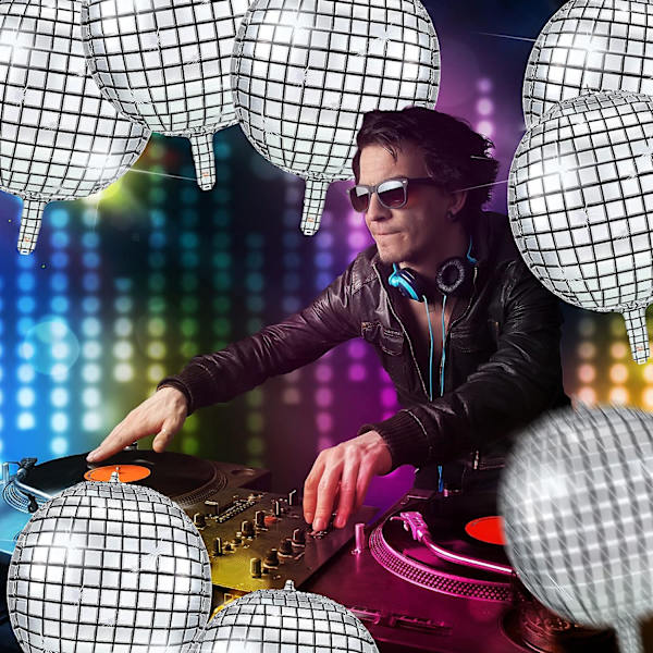 5 st 22 tum 4D Disco Ball Ballonger Stora Laser Folieballonger Metalliska Spegelballonger för Disco Dansfest Födelsedagsfest Bröllopsceremoni (Basic Style)