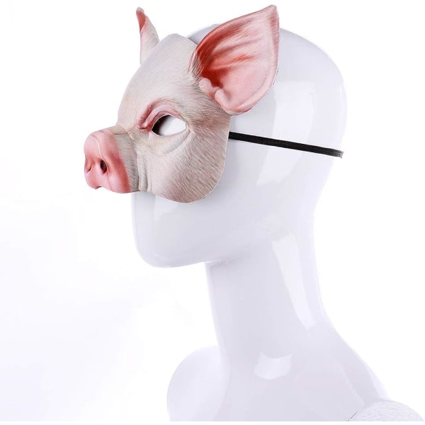 1pcs Half Face Animal Mask Pig Mask Horror Pig Mask for Halloween Costume Party Cosplay Props (White Pig Mask)