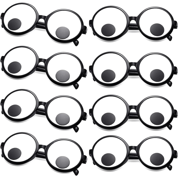 8 paria Googly Eye -laseja Funny Eye -lasit Giant Googly Eye -lasit Lasi Uutuussilmät aikuisille Lasten juhlat (musta)