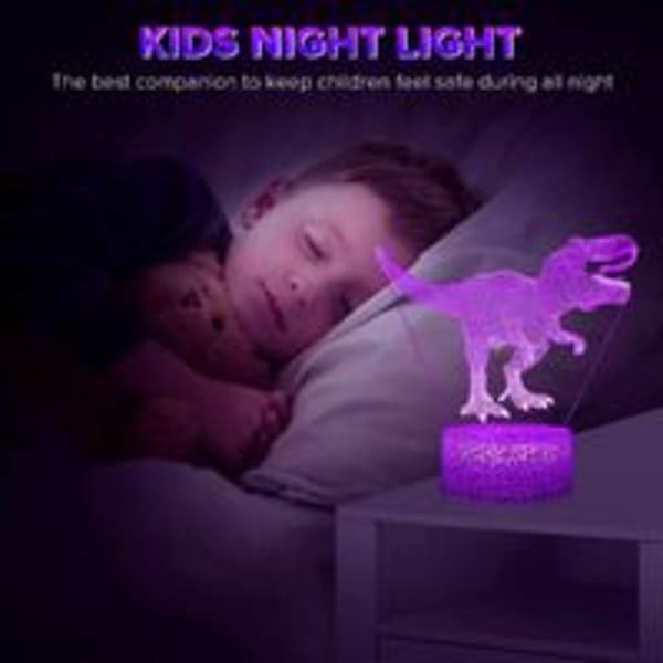 Dinosaur natlampe til børn, 3D dinosaurlegetøj, 16 farver smart