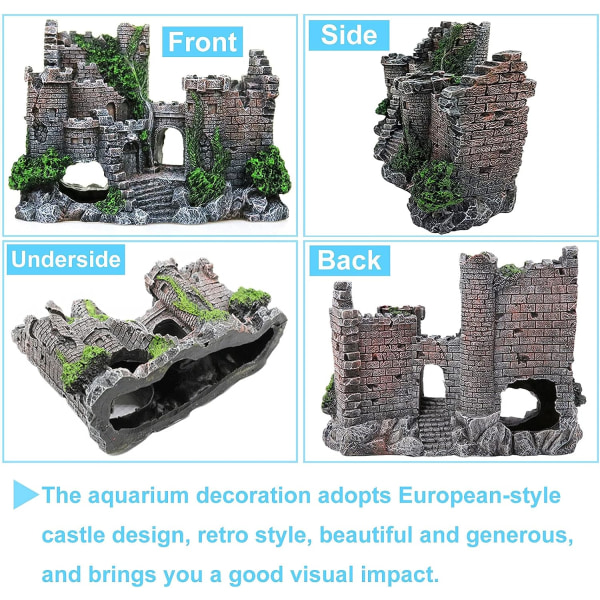 Simuleret harpiks slot ornament slot akvarium dekoration dekoration