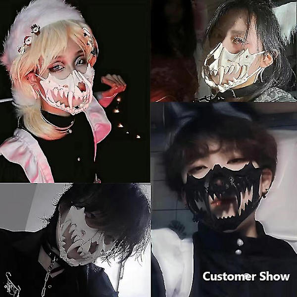 Japansk Mask för Vuxna - Harts Mask Vit Dödskalle Läskig Skräck