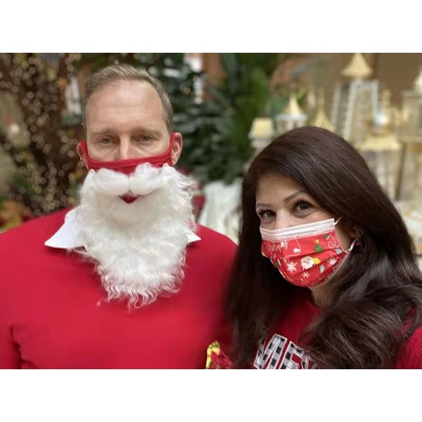 Jultomtekostym, tomtebordsmasken, skägg tomtefalskt skägg tomtemustasch