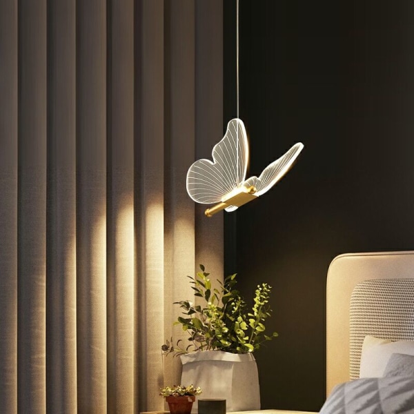 Single Butterfly Chandelier - Long Line - Modern Minimalist Bedro