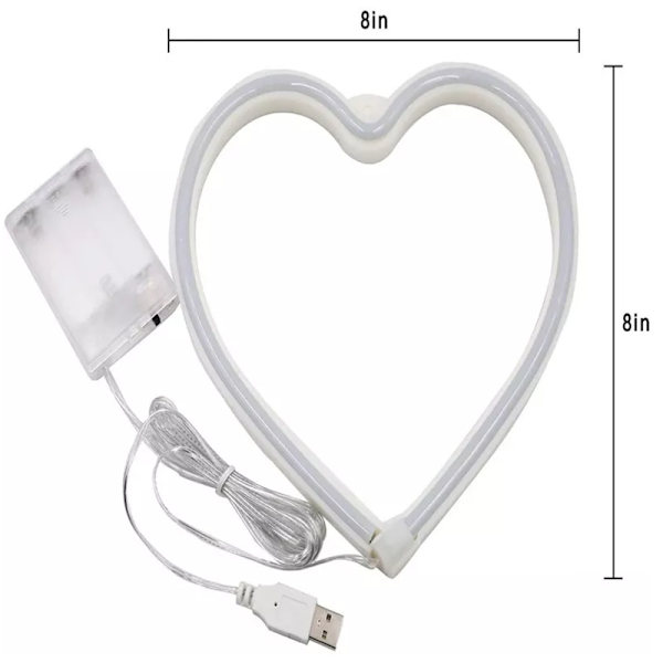 1 st rosa LED-neonskylt i form av ett hjärta, neonskylt väggnattlampa, julklapp, studior, fester, barer, jul, barnrum, vardagsrum