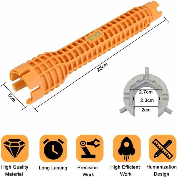 Aluminiumlegering Krannyckel Klämma Diskho Krannyckel Multifunktionell Halkskydd Lättanvänd Blandare Kran för Hem Kök Badrum Diskho Blandare - Orange