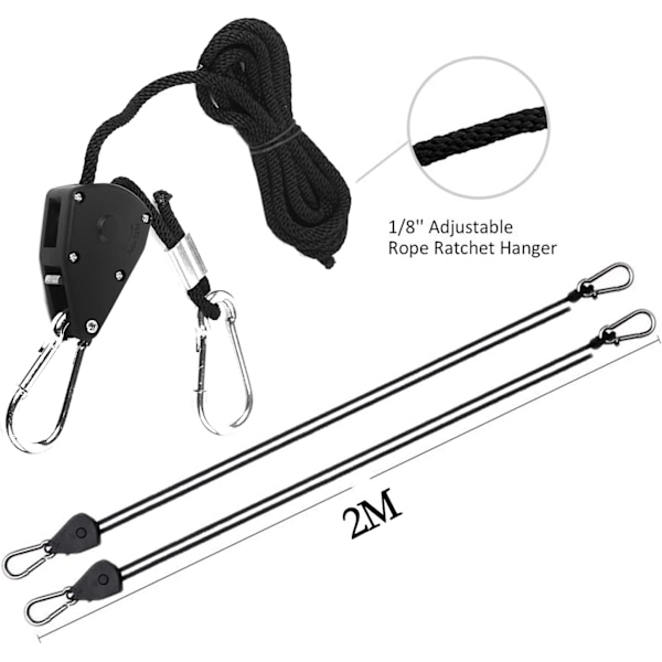 4-pack spärrrep, justerbart rep, växtkrok, 1/8\" spärr, F