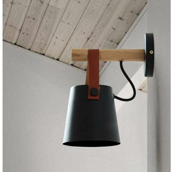 Nordic style belt wall lamp simple modern black solid wood wall l