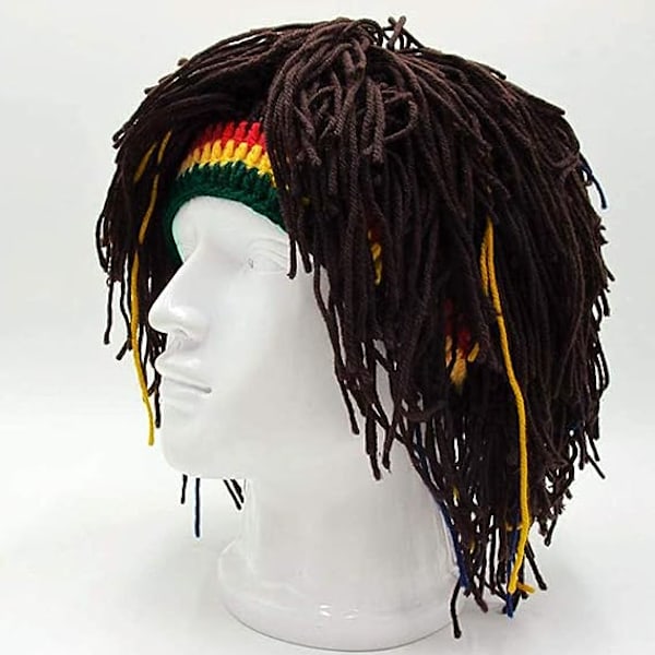 Rolig peruk skägg hatt handgjord mössa Rasta hatt med dreadlocks