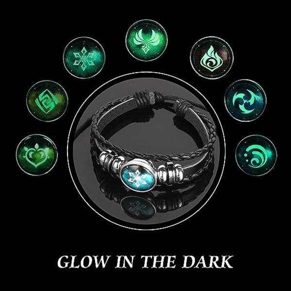 Animation Peripheral Armband Genshin Impact Armband Spel Element Cosplay Tryck Badge Armband med 7 st, för Anime Cosplay Spelfan