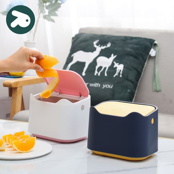 Mini plast skrivbords papperskorg för familj, vardagsrum, (gul+blå)
