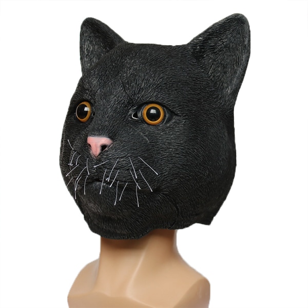 Halloween udklædningsfest Black Cat Animal Head Latex Mask