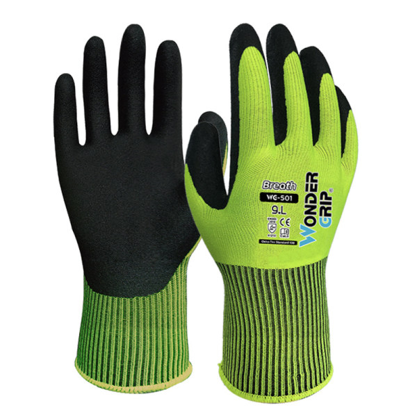 Beskyttelseshandske, Pakke pr. par, Neongrøn og sort 26cm