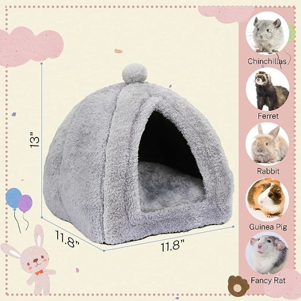 Large Rabbit Cave Bed Bunny Warm Tent House Small Animal Triangle