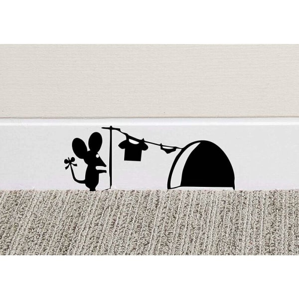 Mouse Hole Wall Art Sticker Wash Vinyl Decal Mouse Home Baseboard