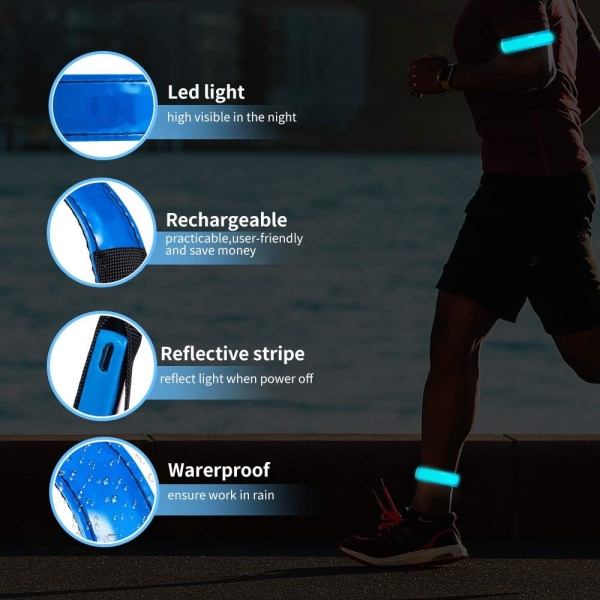 Löpljus (2-pack) Uppladdningsbart LED-armband reflekterande Runni