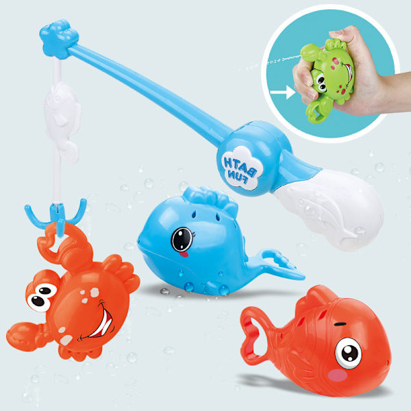Baby Bad Fiske Leksaker, Badkar Pool Leksaker Set med Fiske Spö & Nät, Ålder