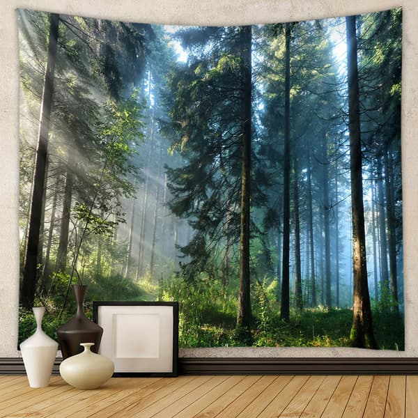 Tapet, tygväggdekor för sovrum vardagsrum sovsal, 150 cm x 130 cm, skogsgrön
