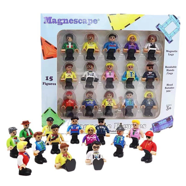 Magnetiska figurer Community Set med 15 delar - Spela människor perfekt för magnetisk T