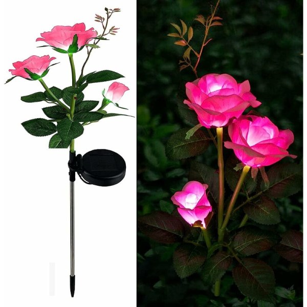 Solar Outdoor Garden Light, Solar LED Rose Lights med større Flo