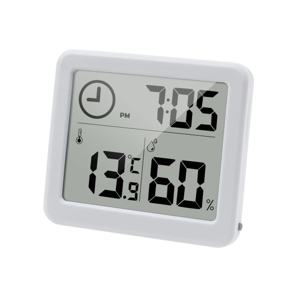 Digital termometer/hygrometer stor 3,2” LCD-skärm inomhus rumstemperaturmonitor och fuktighetsmätare fuktighetsindikator (vit)