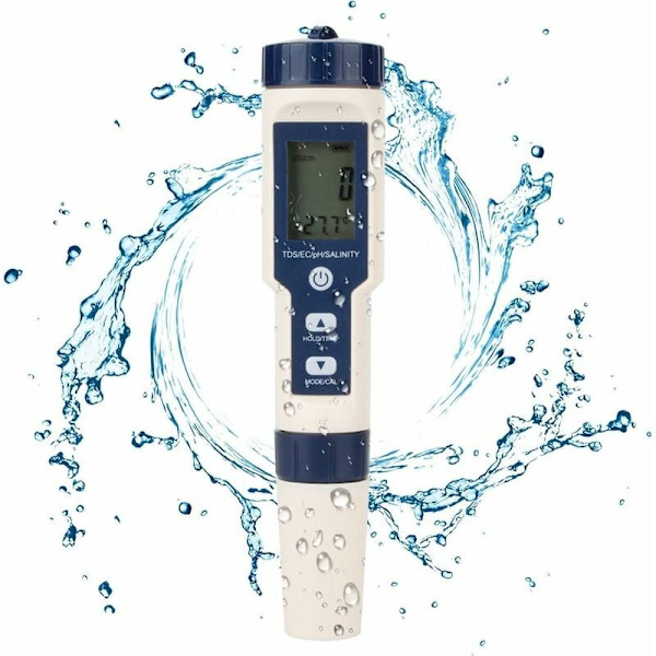 5 i 1 Vattenprovare Multifunktionell Vattenkvalitetstestare, Digital