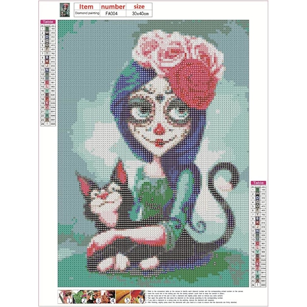 5D DIY Fyrkantig Diamantmålning Skalle 11x15 Tum Broderi Hantverk