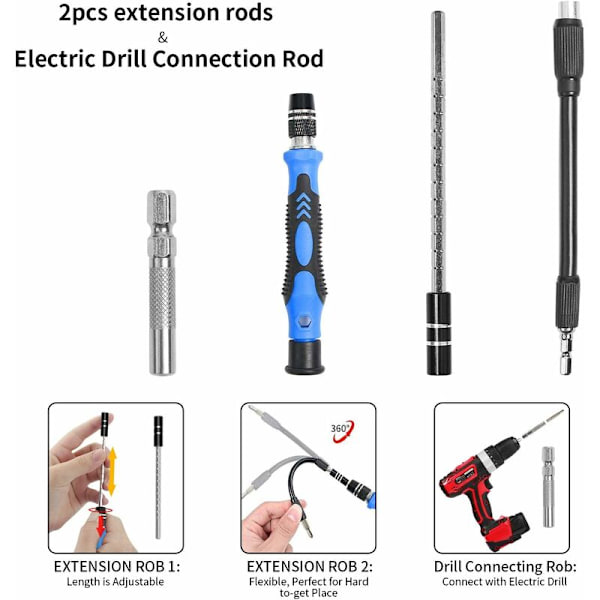 Precisionsskruvmejselset, skruvmejselset professionella reparationsverktyg 115 i 1 set multifunktionell magnetisk skruvmejsel för Iphone Laptop Mac Watch Leksaker Smycken Glasögon Apparat