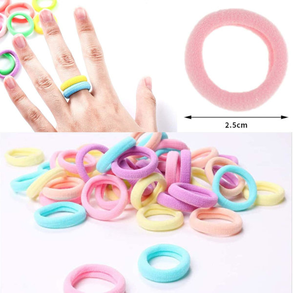 100 st elastiska hårband, färgglada mini mjuka hästsvansband flerfärgade H