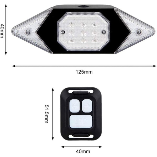 Bakre sykkellys, trådløs kontroll Steady/Flash 39 LED 100 Lumen IPX4 Wat