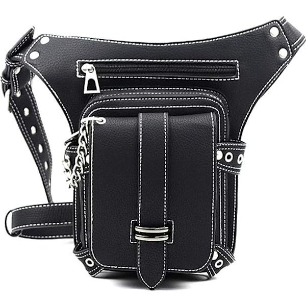 Steampunk midjeväska Fanny Pack Fashion Gothic Läder Axel Väska