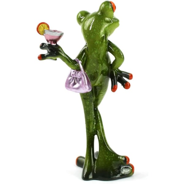 Frosk Figurer Frosk Statue Frosk Dame Holding Cocktail for Collect