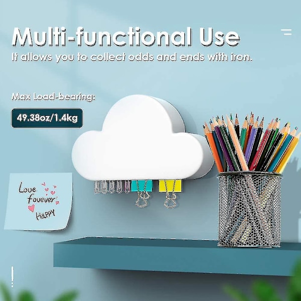 Magnetisk nøgleholder, 2-pak skyformede holdere til nøgleorganisering, vægmontering