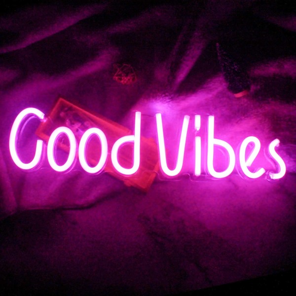 Good Vibes - Good Vibes Rosa Neon Skyltar - För Sovrum, Bar, Pub,