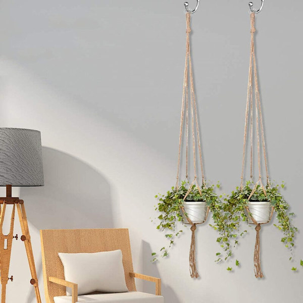 6 st Macrame Hängande Rep för Inomhus och Utomhus Blomkruka -