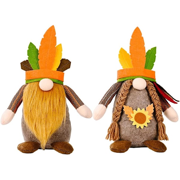 2 stk Thanksgiving Gnome - 9,8'' Thanksgiving Gnomes Hjemmedekorasjoner, Swedi