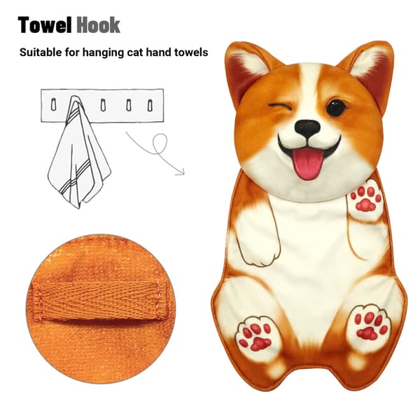 Ripustettava käsipyyhe, imukykyinen pyyhe ripustuslenkeillä, (Ripustettava Corgi)