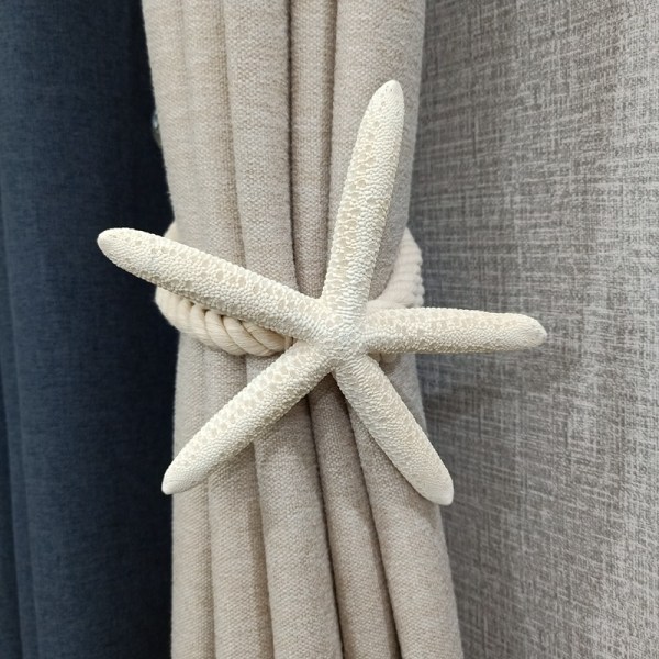 2 Pieces Natural Starfish Curtain Tiebacks Rope Drape Tie Band Dr