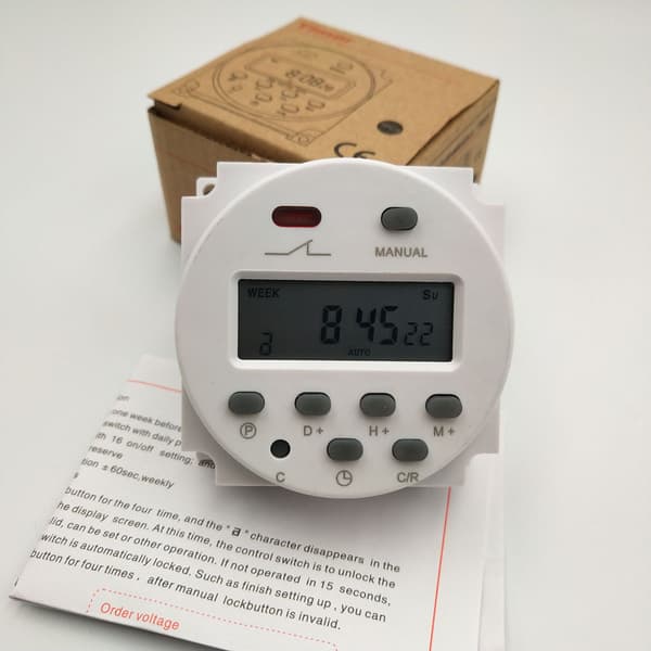 Elektronisk timer DC12V program Program LCD-display, vit