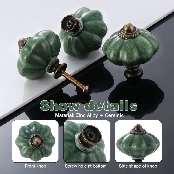 12 Pack Ceramic Cabinet Knobs, Chic Drawer Knobs, Antique Pumpkin