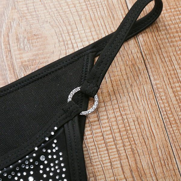 Kvinnors glänsande bikini mikro sexig string tvådelad baddräkt