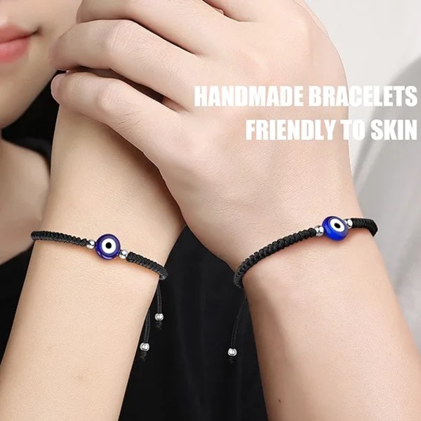 Evil Eye Armband Set med kort, vänskapsarmband för par