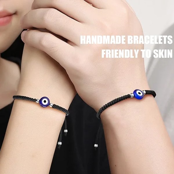 Evil Eye Bracelets Set with Card, Friendship Bracelets for Couple