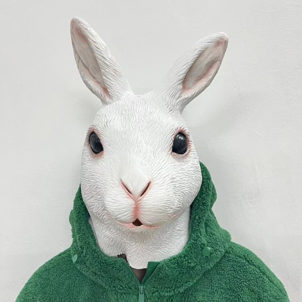 Realistisk Helhode Latex Animal Rabbit Mask for Halloween Carniv