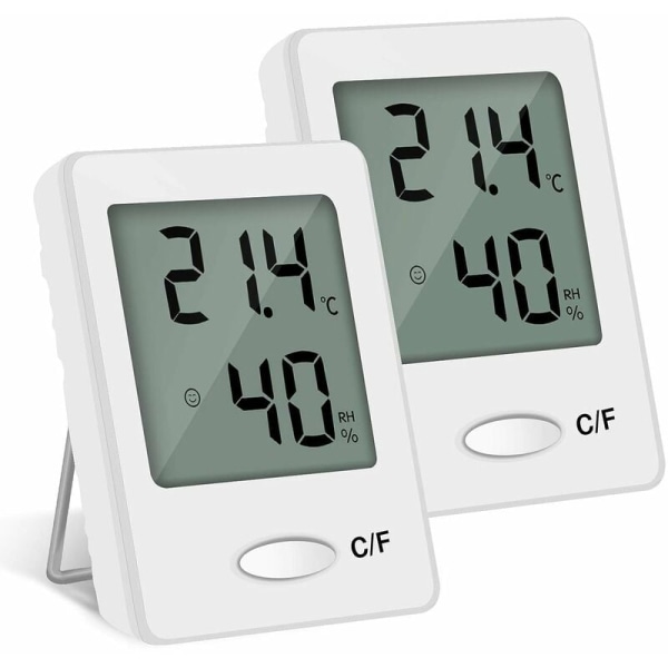 2 stk. LCD digitalt indendørs termometer hygrometer temperatur fugtighed