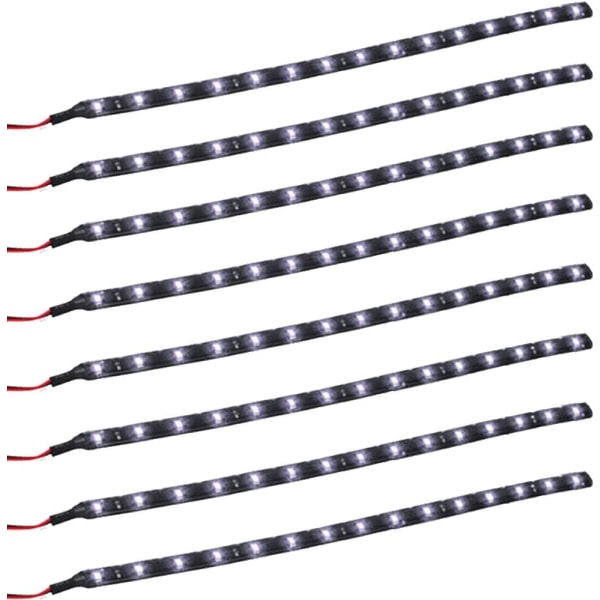 8 X Fleksibel Strip Belysning Hvitt Lys Vanntett 30cm 15 LED 12
